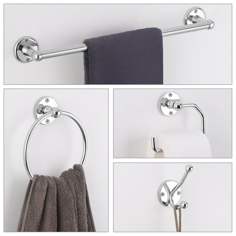 4 - Piece Bathroom Hardware Set, Silver