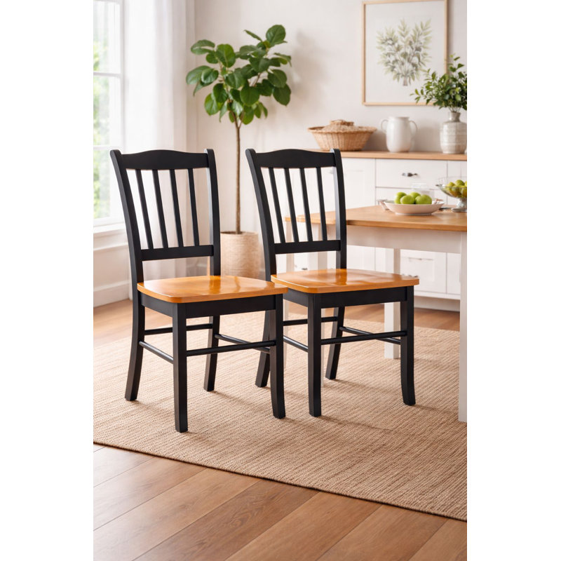 Weldy 18'' H Solid Wood Side Chair, Black/Oak