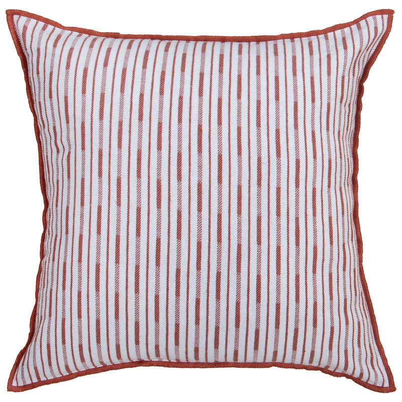 Cotton/Poly Blend Throw Pilow, Polyester, White/Terracotta
