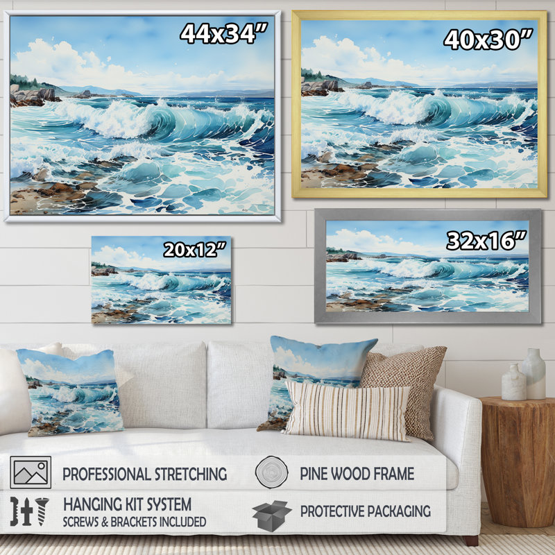 Océan Infinity Dreamscape I - Nautique et plage, reproduction d'art sur toile, Cadre flottant doré