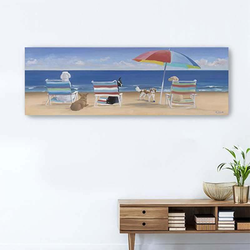 Impression sur toile 60 "X 20" Dogs Perfect Beach Day