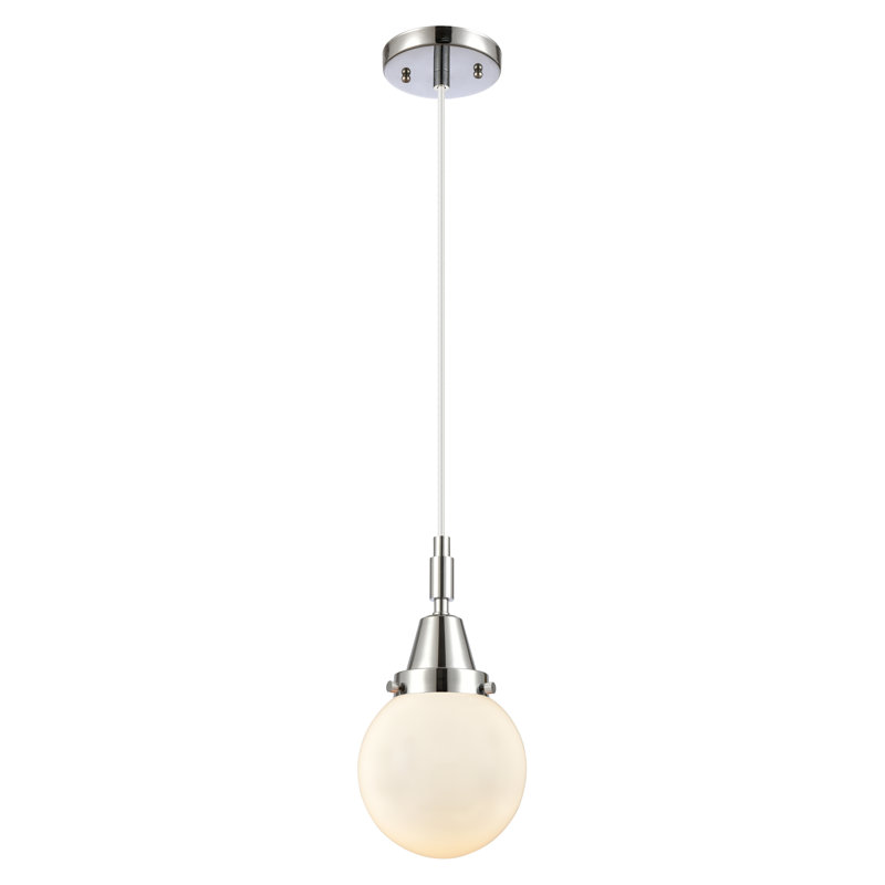 Mini luminaire suspendu suspendu 1 corde Downtown Urban - Caden Frederick, H 131,38 po x l 6 po x P 6 po, Blanc mat