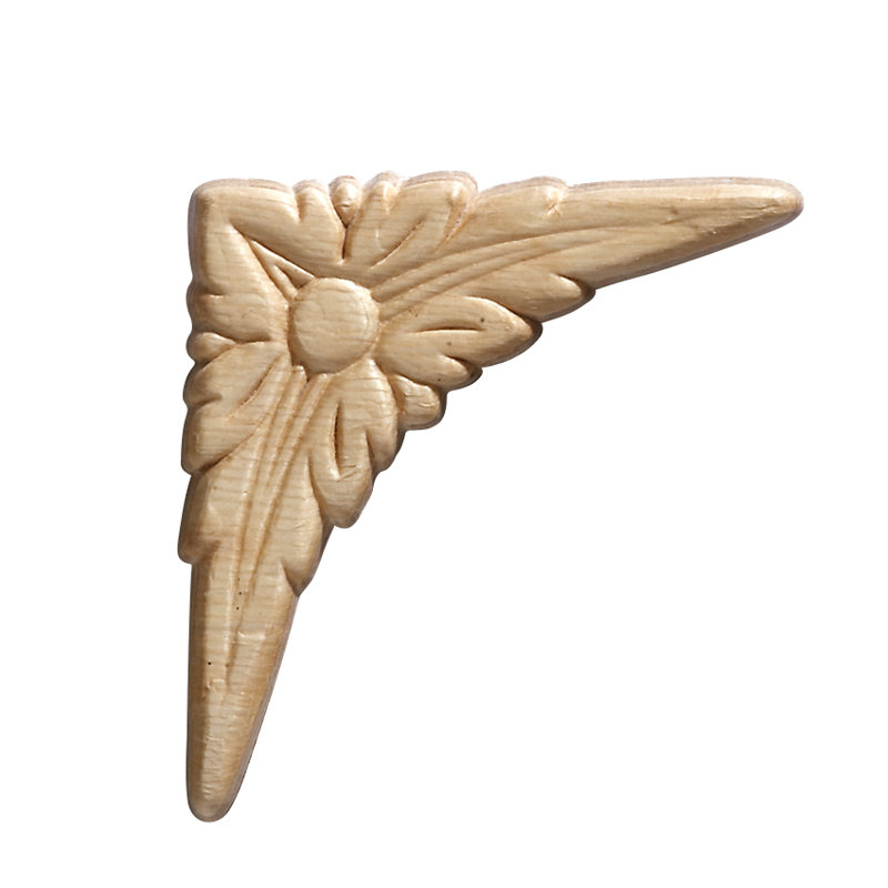 Unfinished Birch Floral Corner Onlay Ornament Set