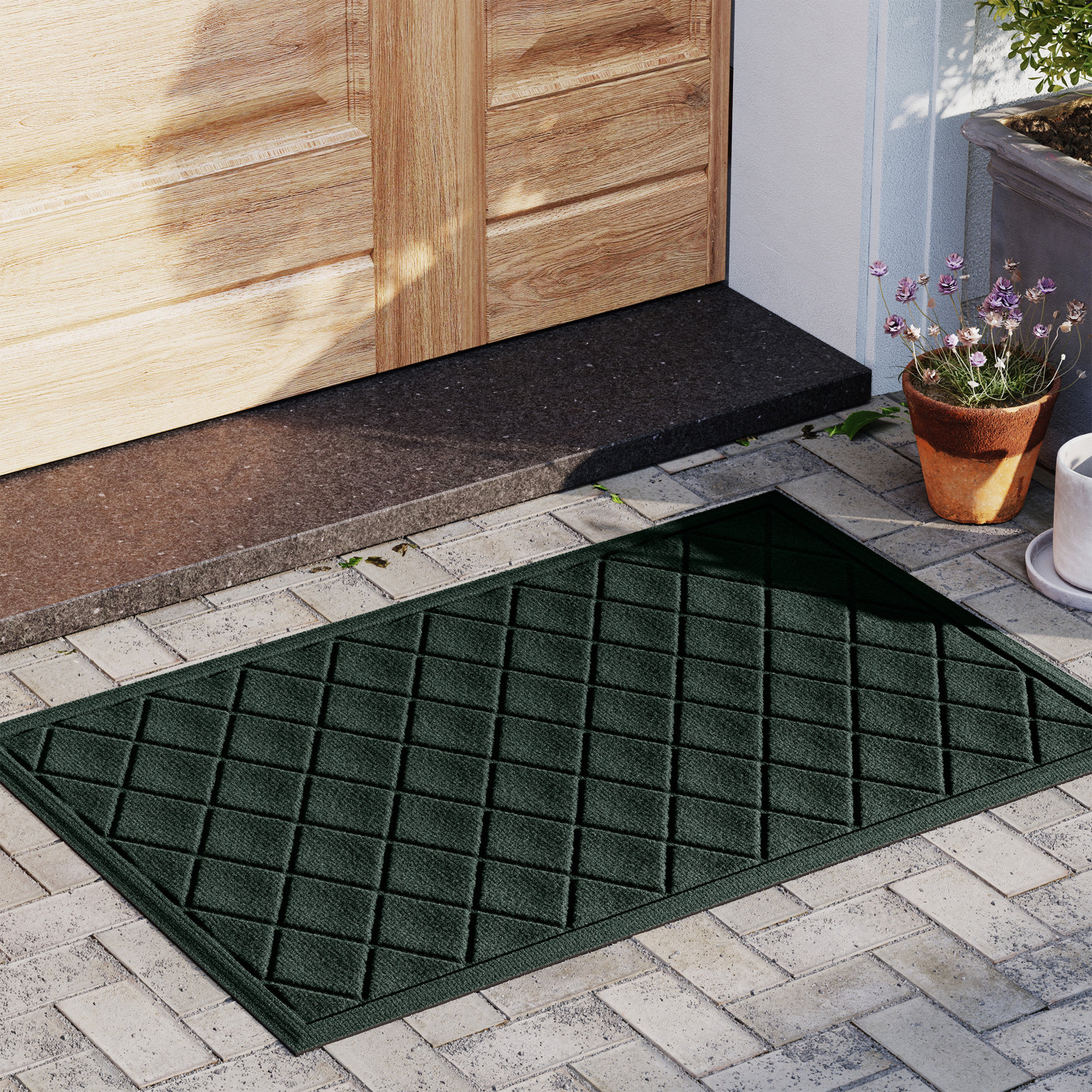 WaterHog Non-Slip Indoor/Outdoor Doormat, Evergreen, Rectangle 24" x 36"