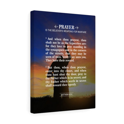 Prayer Matthew 6:5 - Wrapped Canvas Print
