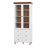 White MDF Display Storage Cabinet,Tall Kitchen Pantry Cabinets With Glass Doors And Adjustable Shelves,Freestanding Storage Cupboard For Kitchen, Living Room