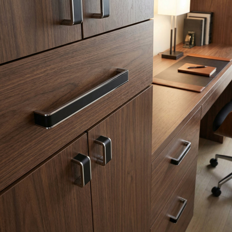 Poignée d'armoire décorative noire matte / chrome poli 6 "Fusion CTC Fusion, Noir mat / chrome poli