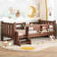 Lit simple en bois massif avec rangement, escalier et garde-corps pour enfants, sans sommier, finition naturelle-609600272-609600274