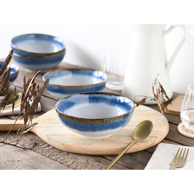 Cascade Buddha Bowl Set, Blue/Cream