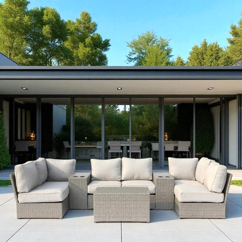 Outdoor Wicker Seating Group For 4 – Pre-Assembled With Cushions