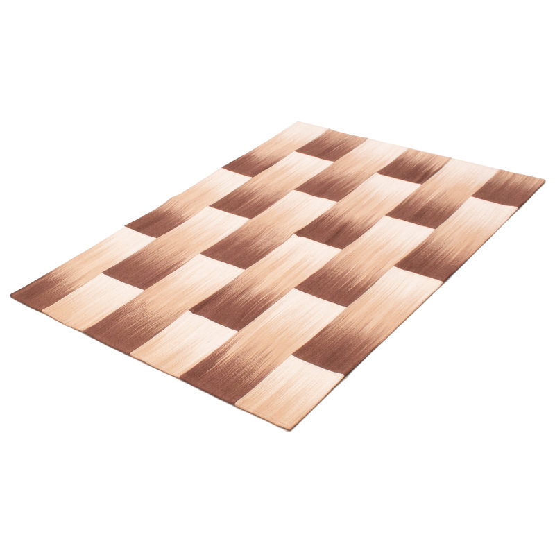 Repose-pieds Yama Patchwork brun clair Kilim 5 pi 1 po x 7 pi 6 po