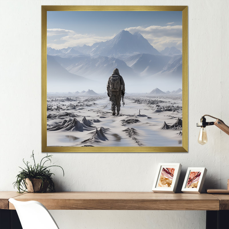 «Military War Landscape Silent témoin» sur toile, H 24 po x l 24 po x P 1 po, Cadre doré simple