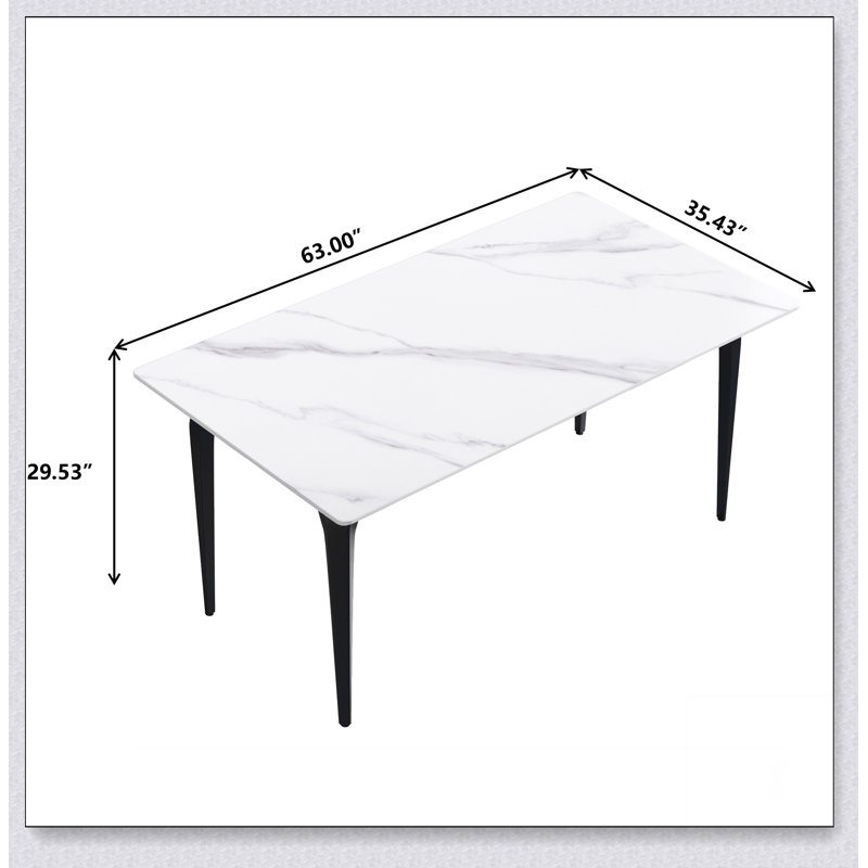 Table de salle à manger 70,87 po, H 29,53 po x L 63 po x l 35,43 po, Blanc