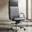 Blue Gray + Silver Hight adjustable Genuine Leather + Faux Leather + Aluminium Alloy Office Chair