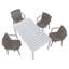 4 fauteuils empilables en PP gris chaud et une table blanche de 55 pouces - structure, patins antidérapants, idéaux pour différents environnements 4 pièces de long, espaces intérieurs / extérieurs sans entretien-121070453