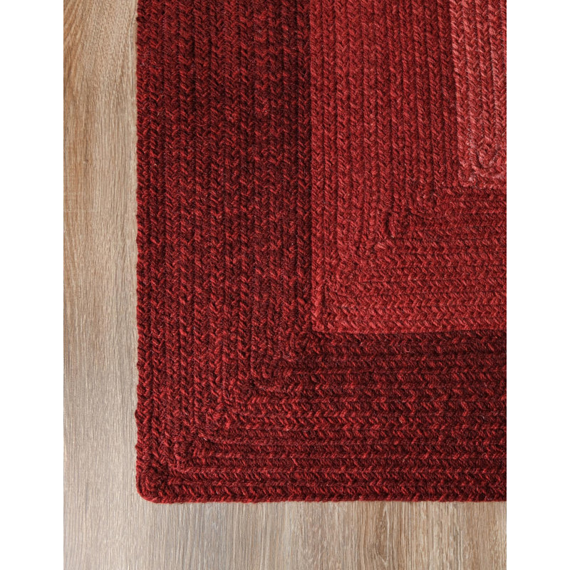  Ombre Hand Braided Wool Rug, Runner 2' x 6'1", Red