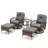 5-Piece Outdoor Patio Furniture Set With Swivel Rocking Chairs, Ottomans And Glass Coffee Table-923873743