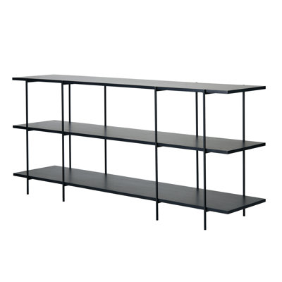 Long Wood and Metal 3-Tier Modern Shelf