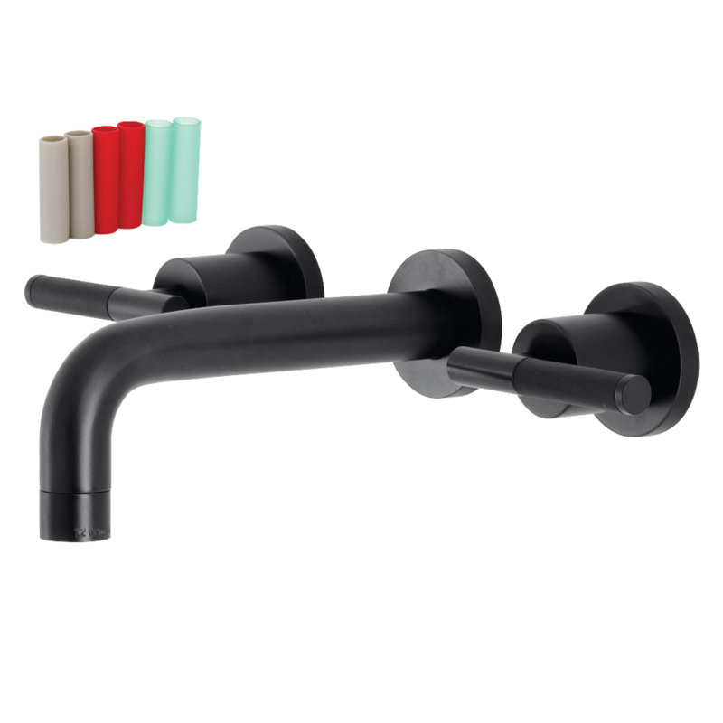 Kingston Brass Kaiser Two-Handle Wall Mount Bathroom Faucet, Matte Black