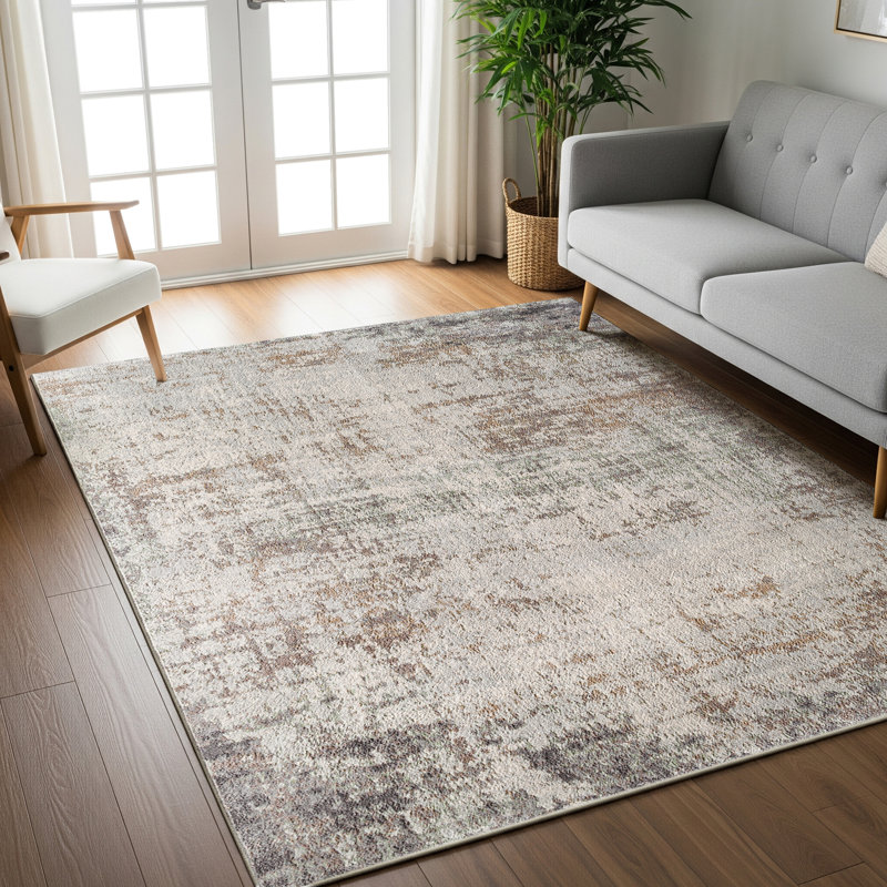 Modern Abstract Cream/Brown/Green, Rectangle 200 x 275cm