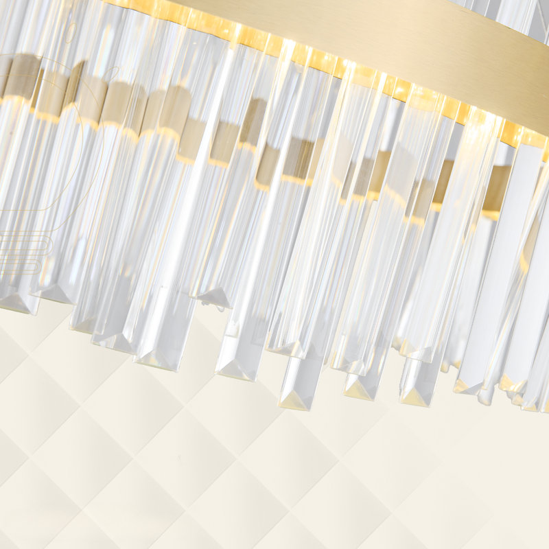 Beibut 1 - Luxury Modern Gold Crystal Round Chandelier - LED Flush Mount Ceiling Light Fixture for Living Room, Dining Room, Foyer, Bar, and Club