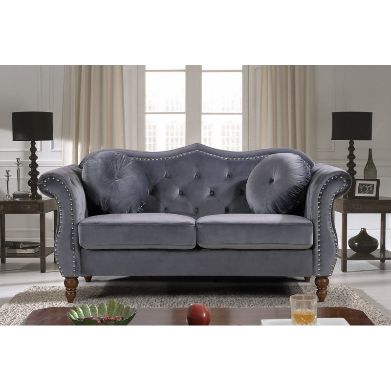 Evianna 65.5'' Velvet Loveseat, Gray