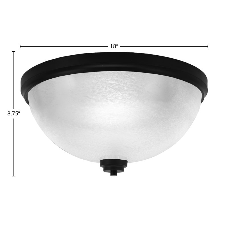 Plafonnier encastré, ampoules, illustré avec verre de marbre blanc, Noir mat, H 8,75 po x l 8,75 po x P 18 po