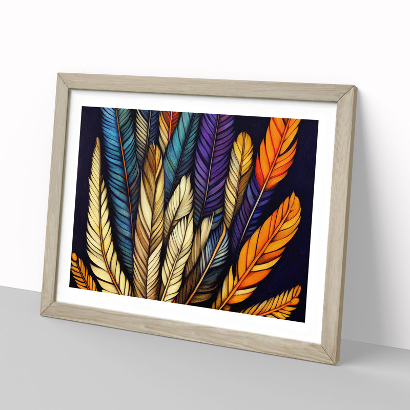Unreal Bird Feathers - Framed Print, 34cm H x 46cm W x 2cm D, Oak Framed