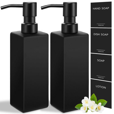 Distributeur de savon en verre avec étiquettes imperméables Modern