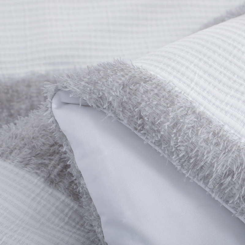Queen White and Gray Microfiber Down Alternative Comforter Set