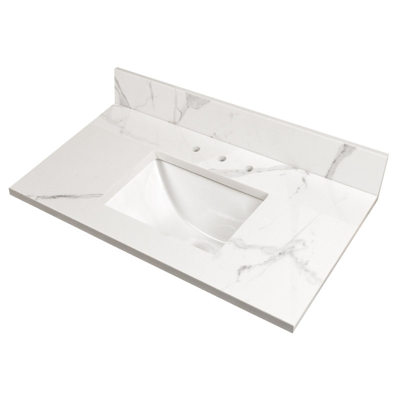 49-Inch White Calacatta Nowy Marble Vanity Top with Undermount Sink