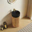 Meuble-lavabo cylindrique autoportant de 16 po, armoire à colonne cannelée en bois massif avec vasque ronde à surface solide, meuble-lavabo à piédestal scandinave moderne pour petite salle de bain, 2 options de finition de lavabo et 2 de finition bois, robinet et drain non inclus-1657300014-1657300001