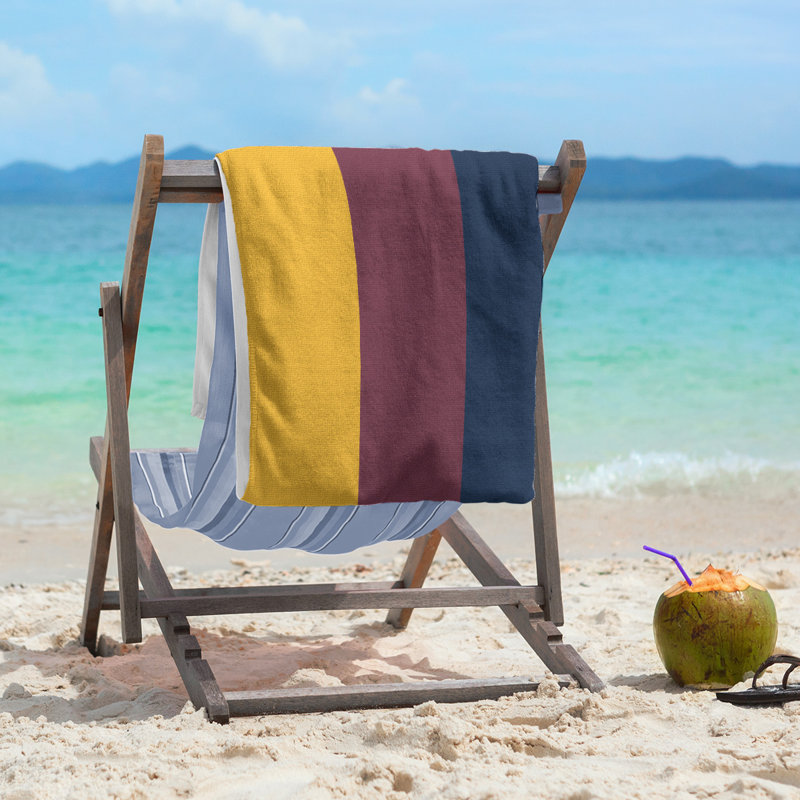Lightweight Beach Towel, Gold/Wine/Navy Blue