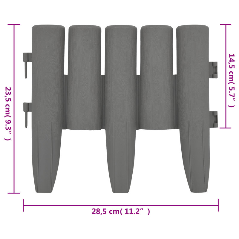 Bordures de jardin vidaXL 36 pièces gris 393,7 po PP, Gris