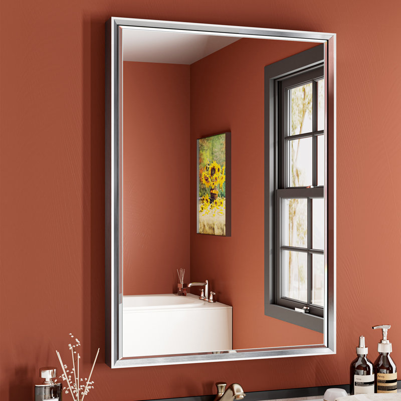 Miroir de salle de bain mural Lohoski, Argent, 30 po x 22 po