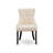 7 Piece Dining Room Table Set Consist of a Rectangle Wooden Table and 6 Light Beige Linen Fabric Upholstered Parson Chairs, Black-807230089-807230093-807230095