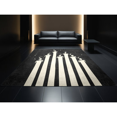 Tapis gris moderne et contemporain lavable à la machine Fieldston