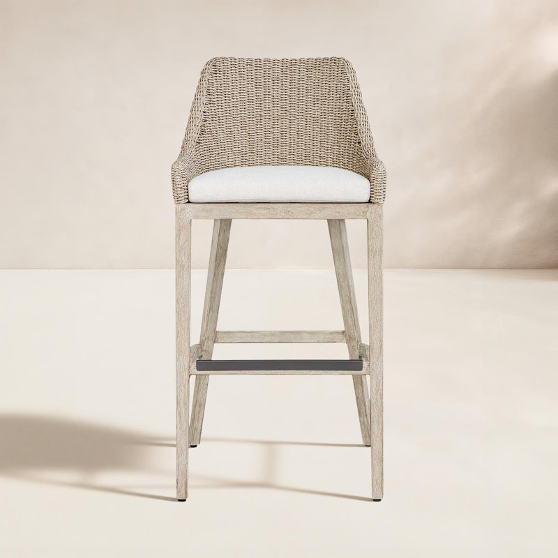 Amey Outdoor Wicker Bar Stool, 32.25"