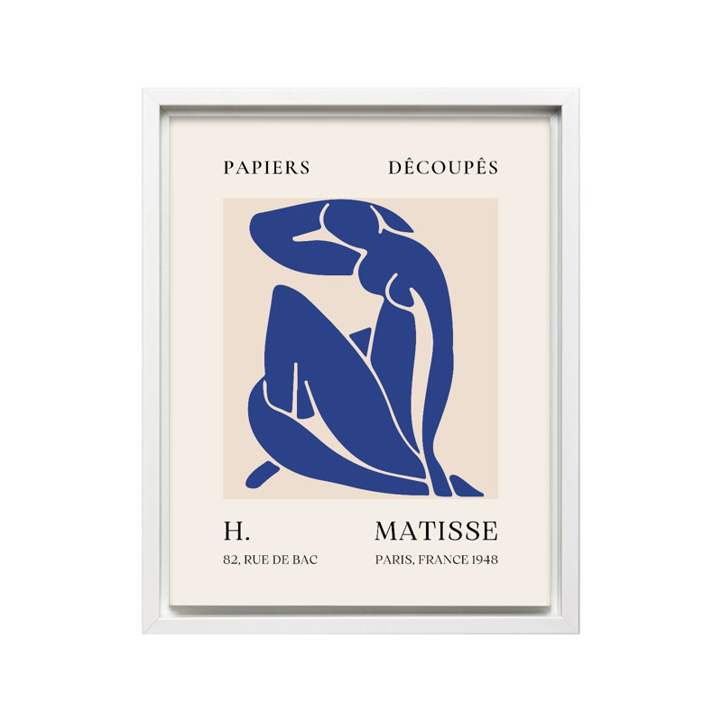 Henri Matisse - Blue Nude II No2, H 08 po x l 10 po, Canevas, Encadrement blanc