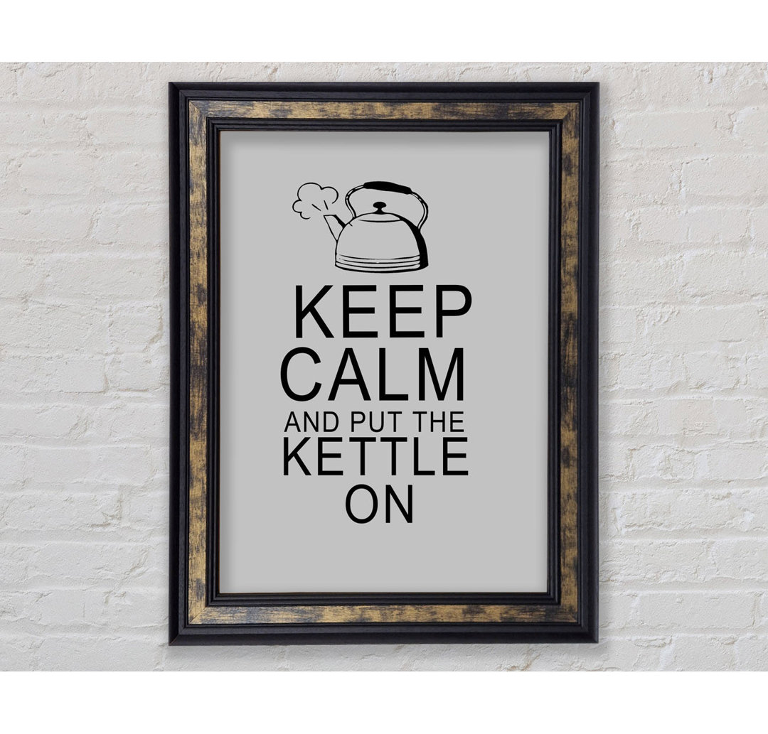 Zitat aus der Küche: "Keep Calm And Put The Kettle On Vivid Pink - Single Picture Frame Art Prints