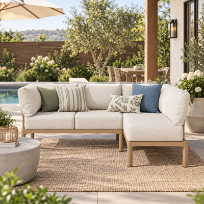 4 Person Modular Aluminum Patio Sectional, Beige