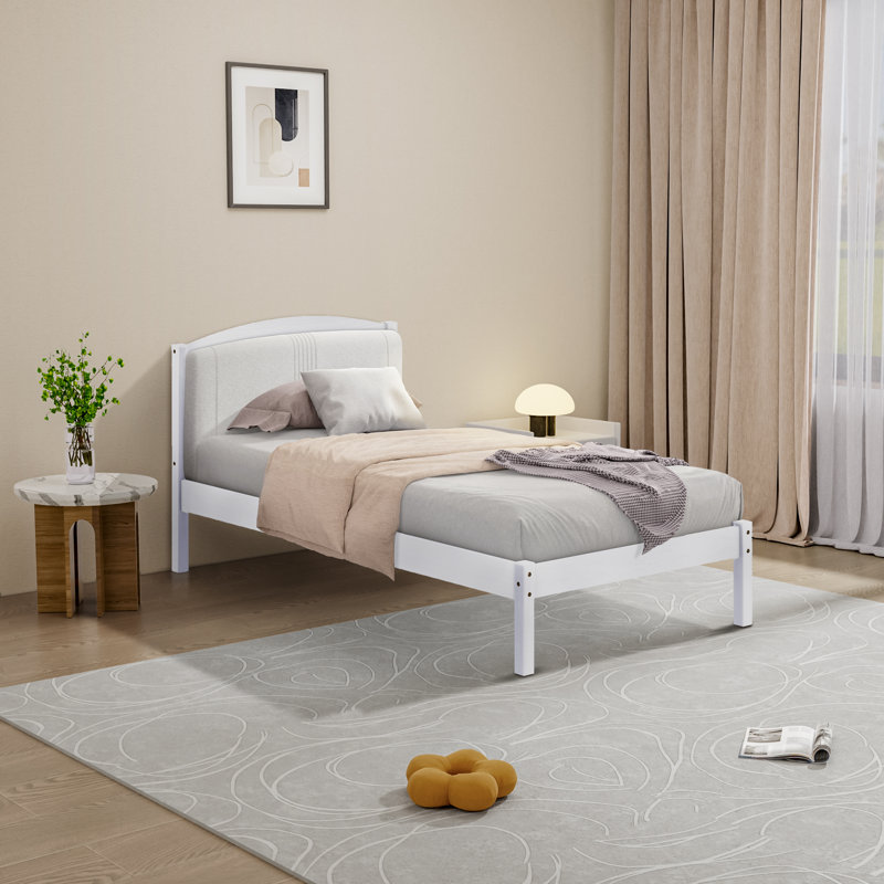 Dilakshan Solid Wood Platform Bed, White, Twin