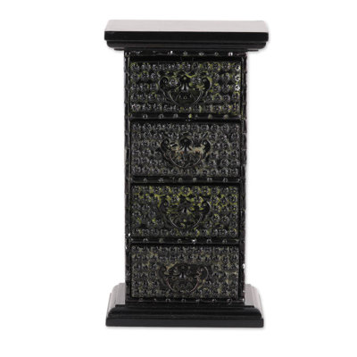 Petite boîte à bijoux en bois et aluminium avec petite commode Petite Posies