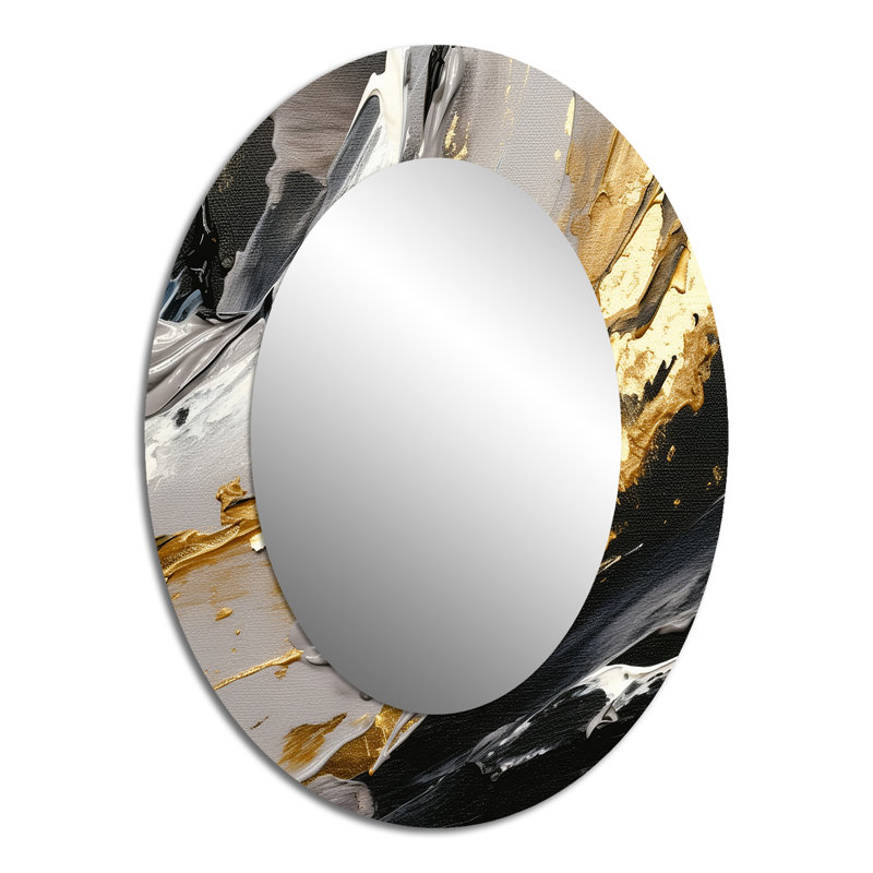 Mystery Awakening VI - Black Modern Oval Wall Mirror, 40" x 30"