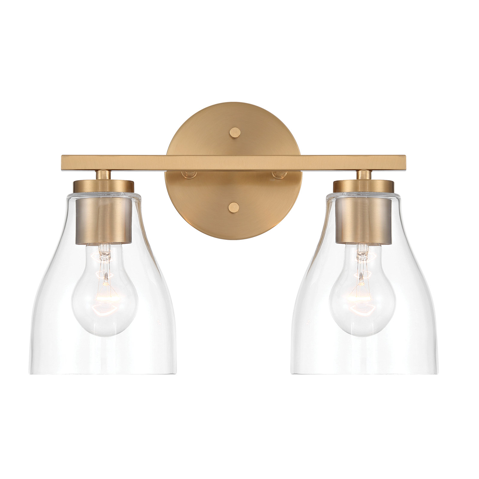 Keston Dimmable Vanity Light, 10" H x 15" W x 6.5" D, Brushed Brass, 2 Lights