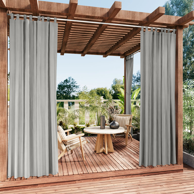 Antina Outdoor Solid Single Curtain Panel, Ash Gray, 52" W x 96" L
