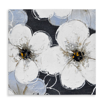 White Flowers with Leaves Outlines Tablecloth | Home Decor