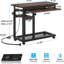 Table d'appoint avec roulettes, table mobile en C durable, bureau étroit, station de charge pratique
