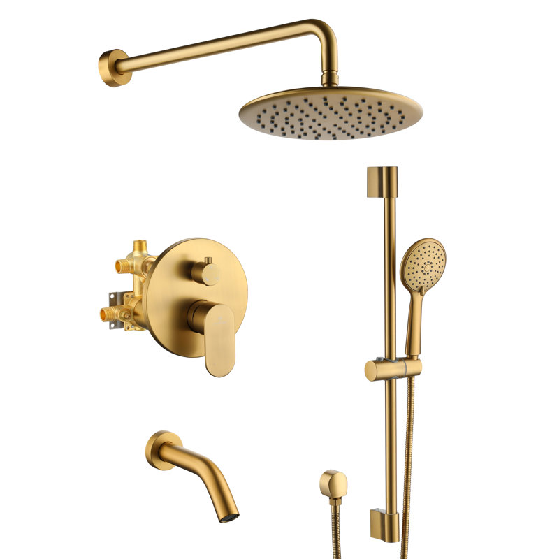 Brushed Gold Dual Shower System with Adjustable Handheld