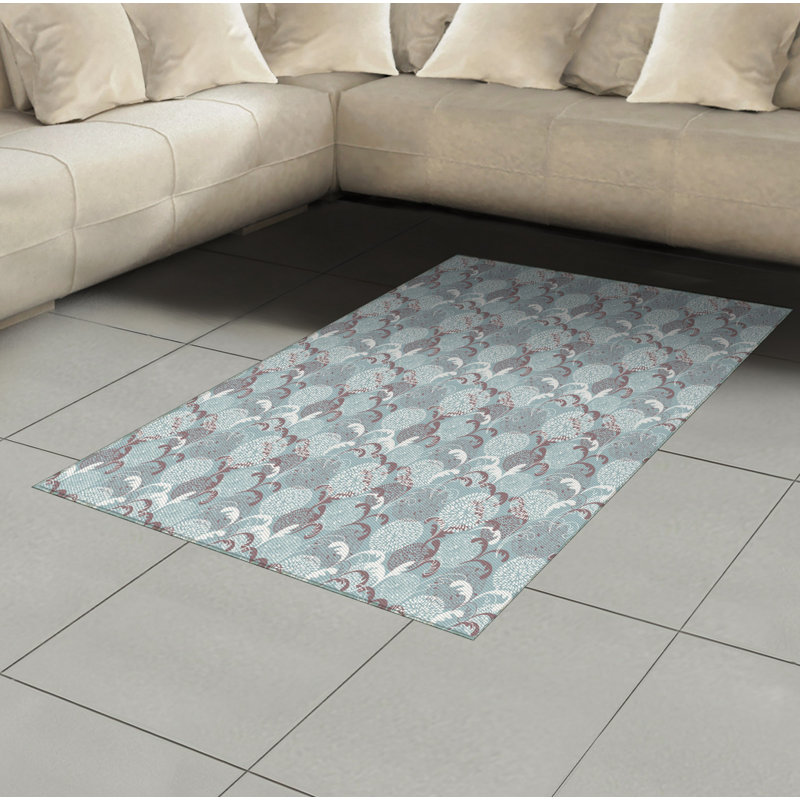 Tapis décoratif floral à haute densité en fibres de polyester, Rectangle 2 pi 7 po x 5 pi